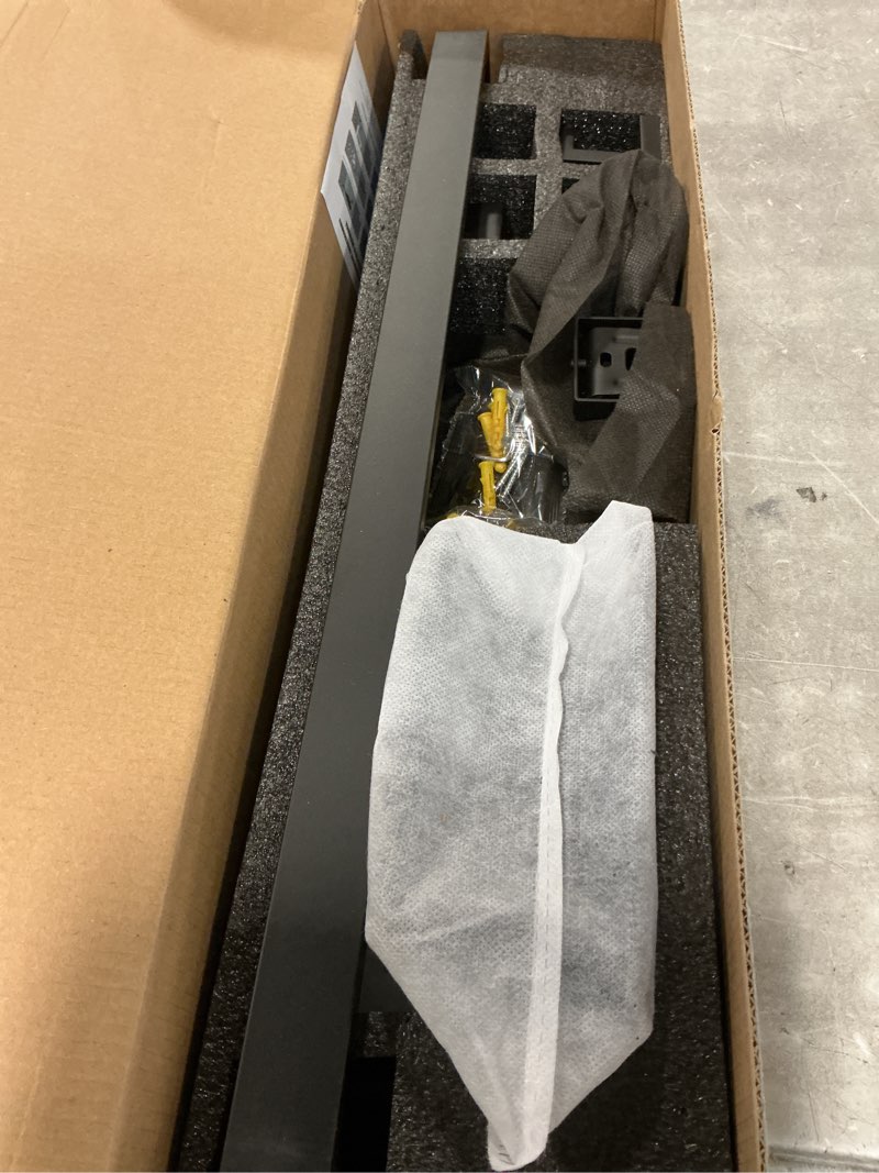 Condition photo showing As Is for Matte Black Towel Bar Set 5-Piece Bathroom Hardware Accessories Set Includes 23.6 Inch Towel Bar,Toilet Paper Holder with Shelf,Square Towel Ring and Coat Hooks Stainless Steel Wall-Mounted 5-pcs Black