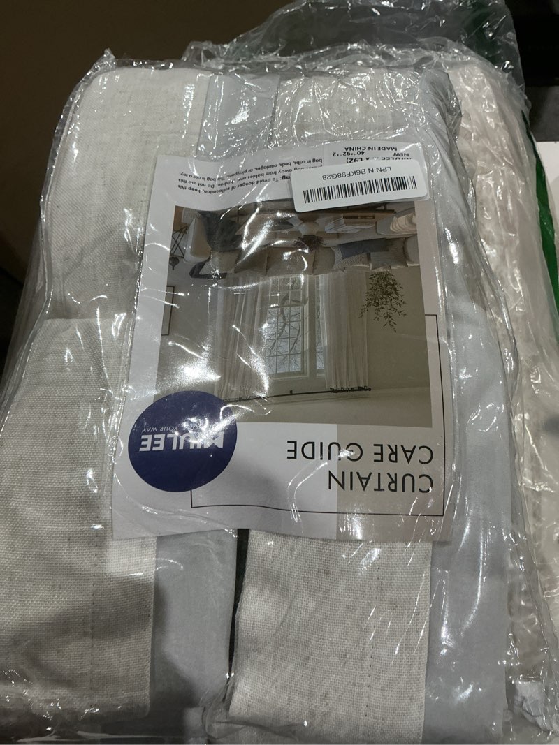 Condition photo showing Good Condition for MIULEE Natural Pinch Pleated 100% Blackout Linen Curtains 92 Inch Length 2 Panels Set, Black Out Memory Trained Pleat Curtains Light Blocking Room Darkening Drapes for Bedroom Living Room Window 40"W x 92"L (Pack of 2) Natural