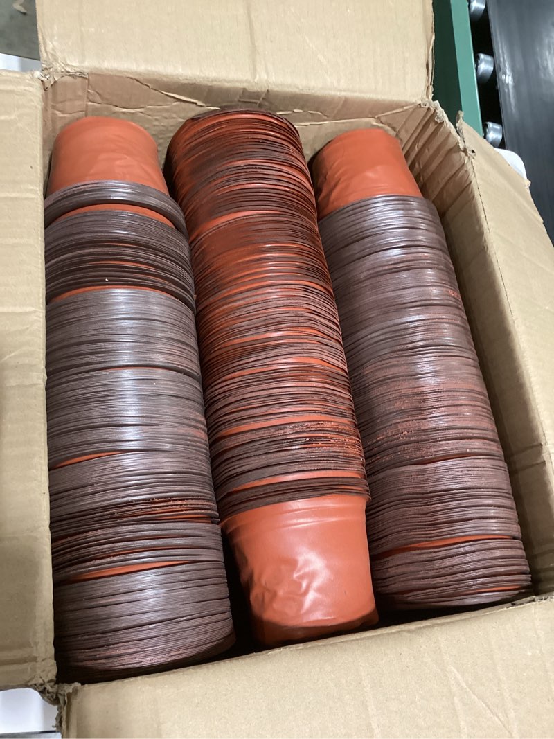 Condition photo showing As Is for hushee 1500 pcs plastic plants nursery pots - seed starting and seedling planters with drainage holes for indoor outdoor flower transplanting classic 5 inch
