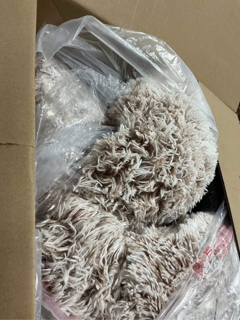 Condition photo showing As Is for 36 inches Donut Dog Bed for Large Dogs -Calming Fluffy Round Pet Bed with Removable & Washable Cover,Fits up to 80 lbs Pets (Brown,Large) 36.0"L x 36.0"W x 8.0"Th Brown