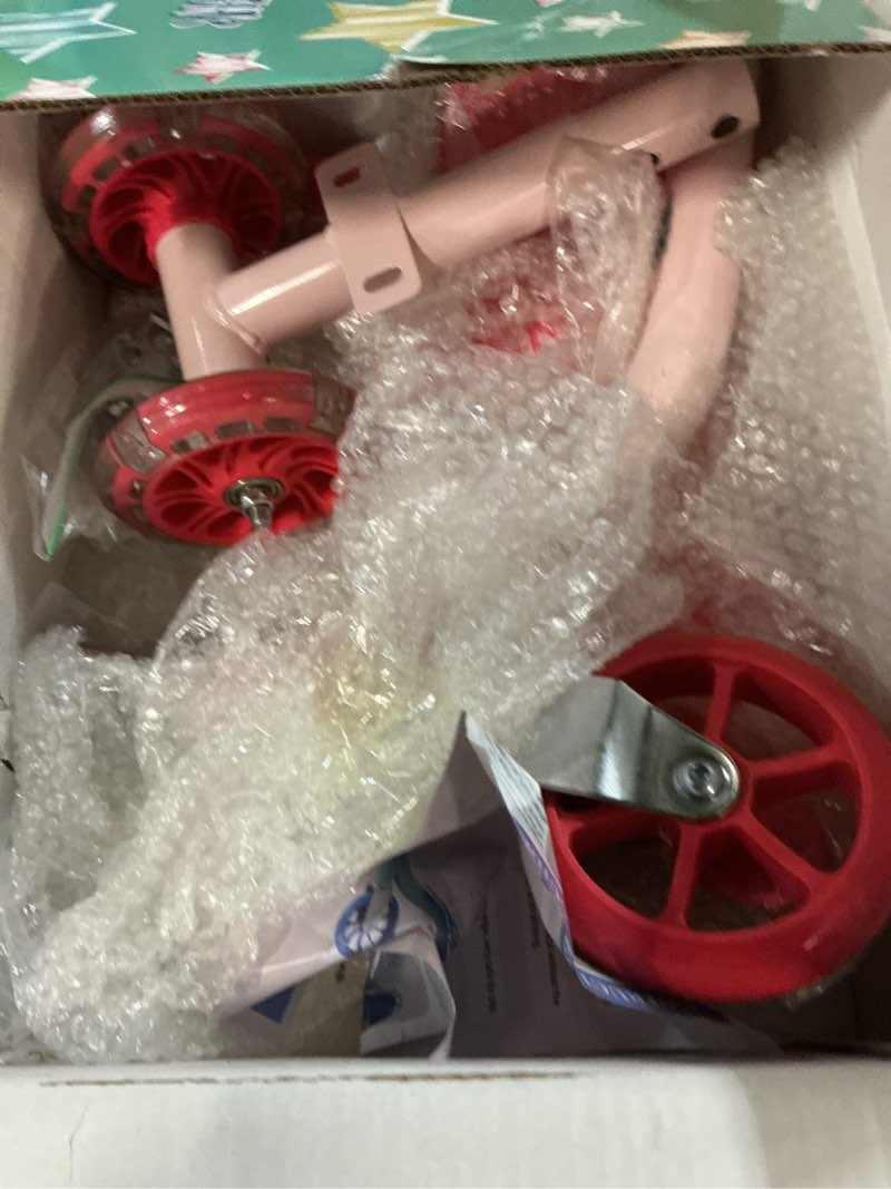 Condition photo showing Good Condition for kick scooters for kids 3-5 5-7 years age - handlebars flexible steer,height adjustable,stable light up three wheeled toddler scooter for boy & girl,indoor outdoor kid child toy gift pink
