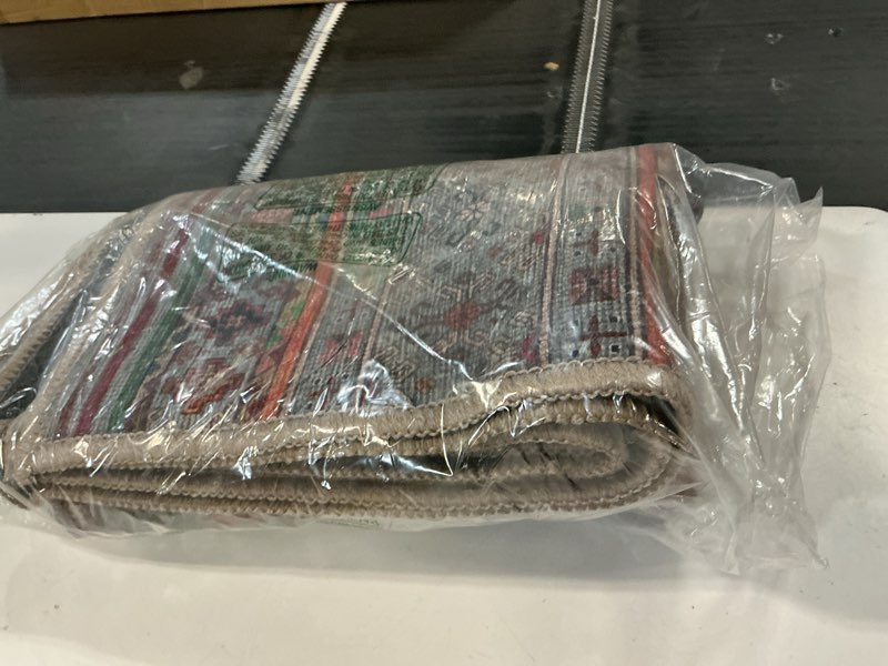 Condition photo showing Good Condition for keen home design 3x5 rug - machine washable entry rug with non-slip backing, ideal for enteryway, kitchen, bathroom, laundry room - vintage, easy clean, durable, low pile rug - (3' x 5') 3' x 5' (rectangular) grey/multi