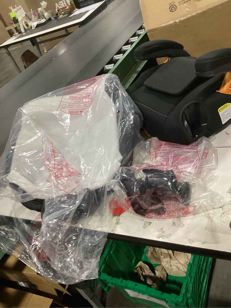 Condition photo showing New/Like New for chicco kidfit cleartex plus 2-in-1 belt-positioning booster car seat, backless and high back booster seat, for children aged 4 years and up and 40-100 lbs. | obsidian/black kidfit cleartex plus obsidian