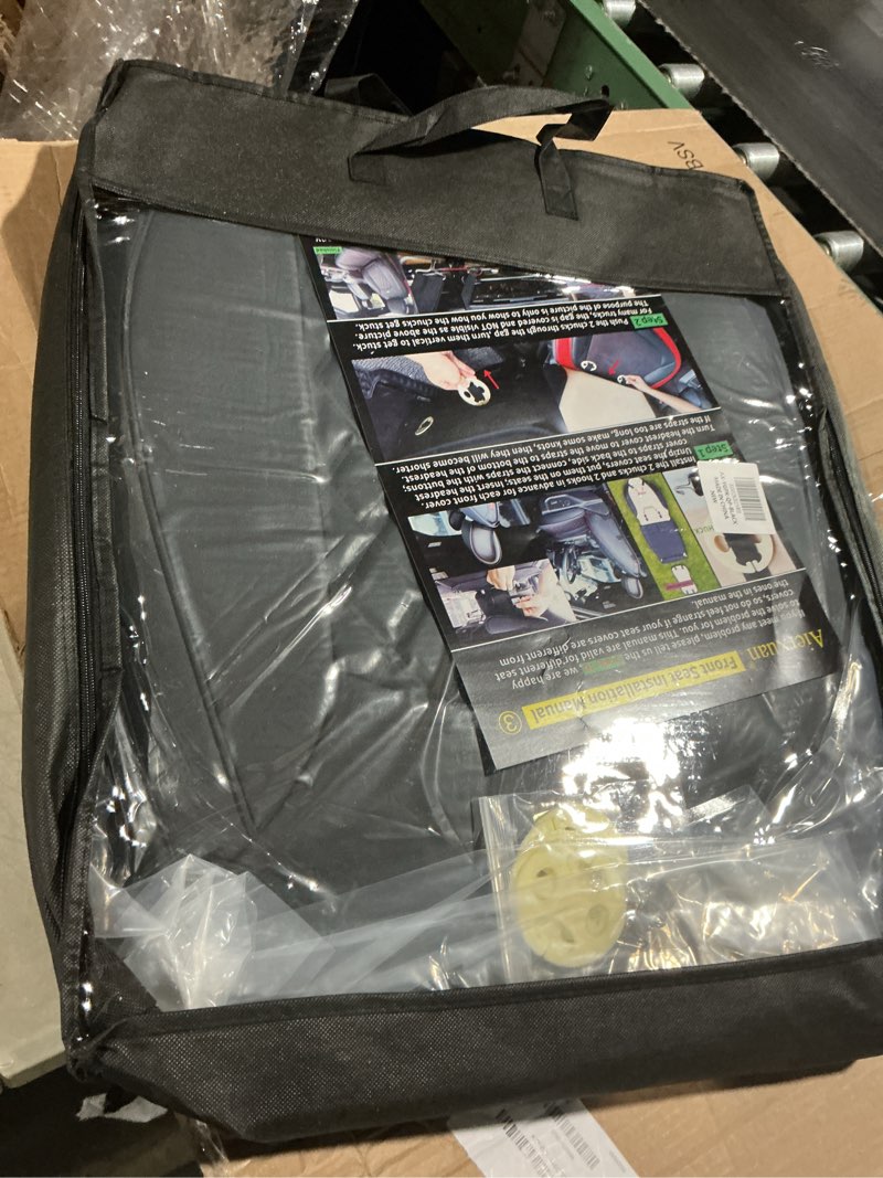 Condition photo showing Good Condition for aierxuan front car seat covers custom fit 2009-2026 ford f150, 2017-2026 f250 f350 f450 super duty crew cab regular cab super cab, automotive vehicle cushion with waterproof leather (black) black front seat cover (2 pcs)