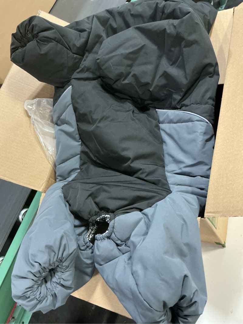Condition photo showing As Is for Dog Snowsuit 4XL (Chest 26.77in Back 19.68in), Female-Friendly Belly Coverage Winter Dog Suit with Legs, Insulated Water-Resistant Reflective, 2-Way Back Zipper, Harness Opening Grey 4XL: Chest 26.77'', Length 19.68''