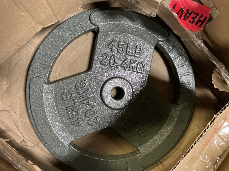 Condition photo showing Good Condition for Cast Iron Plate Weight Plate for Strength Training and Weightlifting, Olympic or Standard, Multiple Sizes 45LB (Single) Olympic (2-Inch Center)