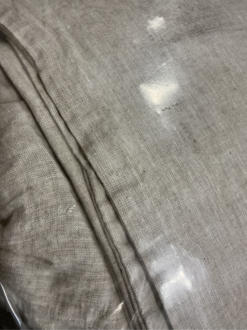 Condition photo showing As Is for european linen chambray duvet cover, king, natural