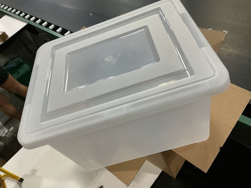 Condition photo showing Good Condition for iris usa file box, plastic file boxes with lids, document organizer for letter/legal file, document box, storage bin for hanging files, secure latching lid stackable bpa-free, clear 35 qt. 1 pack clear - 1 pack
