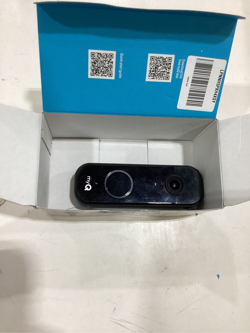 Condition photo showing As Is for Chamberlain myQ Video Doorbell | 2K Camera, Battery/Wired, Color Night Vision, Live View with 2-Way Talk, Motion Detection & Real-Time Alerts, 150 Deg Wide View, Black