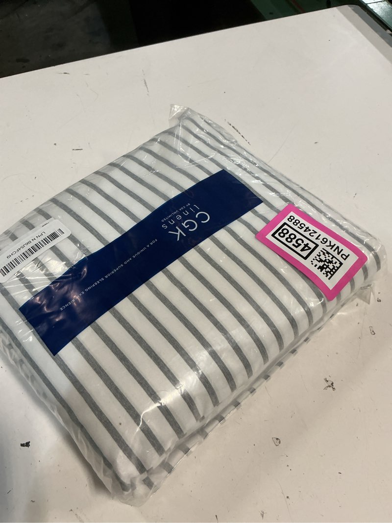 Condition photo showing New/Like New for twin xl size 3 piece sheet set - comfy breathable & cooling bed sheets set - hotel luxury bedding for women, men, kids, teens, boys & girls - deep pockets and wrinkle free - oeko-tex - grey stripes 2 45 - grey stripes 2 twin xl