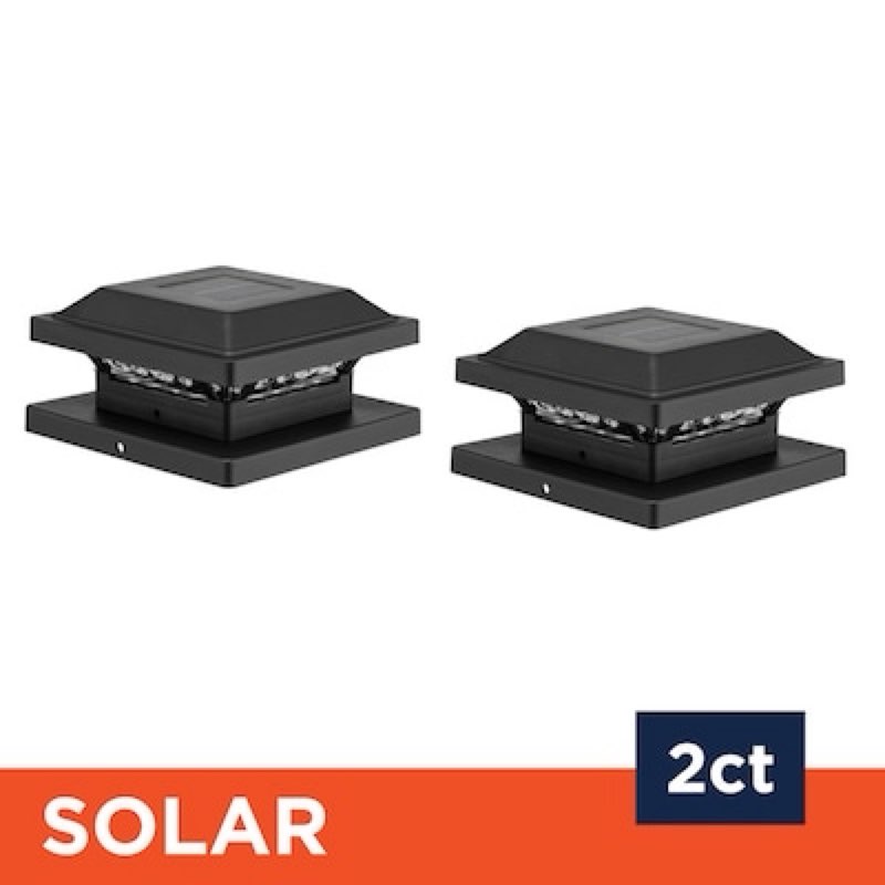 Harbor Breeze Solar 4-in x 4-in Matte Black LED Outdoor Post cap light 2 -Pack