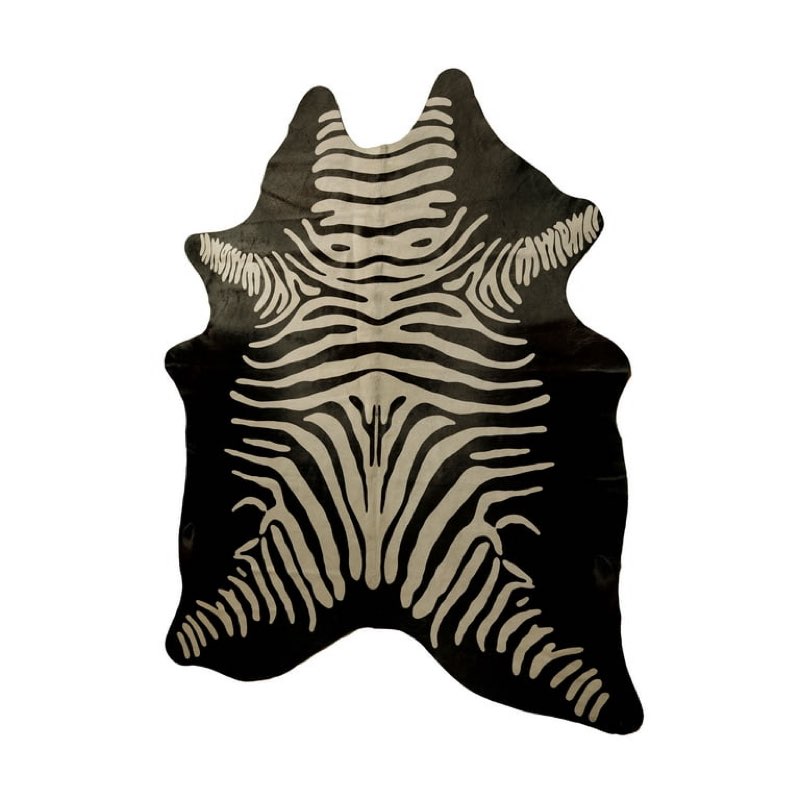 Natural Togo Cowhide Rug | Zebra off/wht on black | 6'x7'