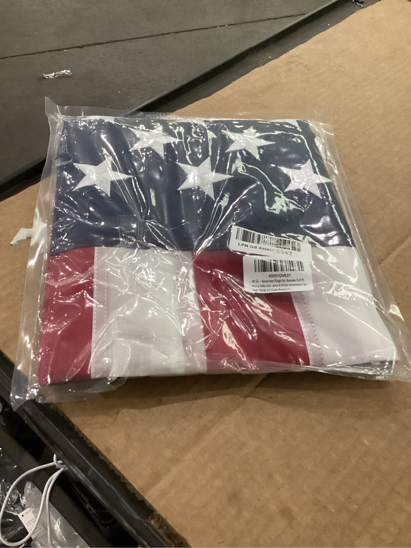 Condition photo showing New/Like New for american flags for outside 3x5 ft, heavy duty outdoor us flag with waterproof embroidered stars, sewn stripes & brass grommets for high wind, uv fade resistant 3x5ft