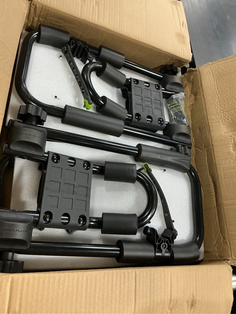 Condition photo showing Good Condition for folding kayak roof rack premium j-bar for canoe carrier sup paddle surfboard mount on car suv and truck crossbar (2 pairs)