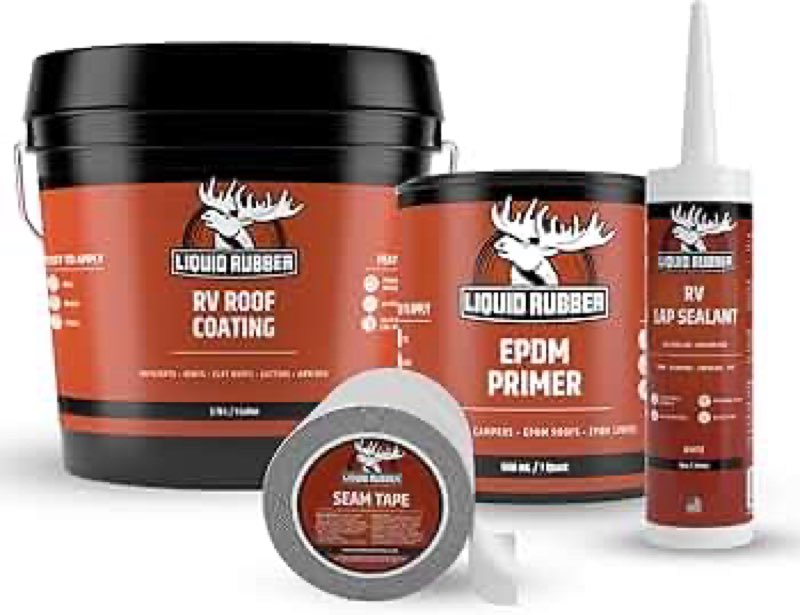 INCOMPLETE *HXOGYUB RV Roof Coating,with Seam Tape, Liquid White Rubber Coating Solar Reflective Sealant, Waterp