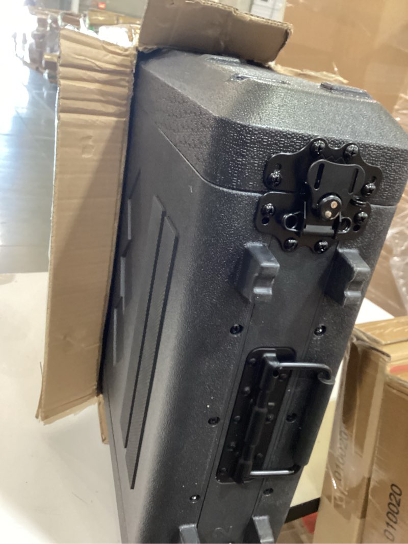 Condition photo showing As Is for 2u rack case shallow 17" depth, 19" rackmount flight cases easy installation portable carry watertight dust proof 2 space shockproof mount racks with microphone compartments space saving 2u rack case 17" deep
