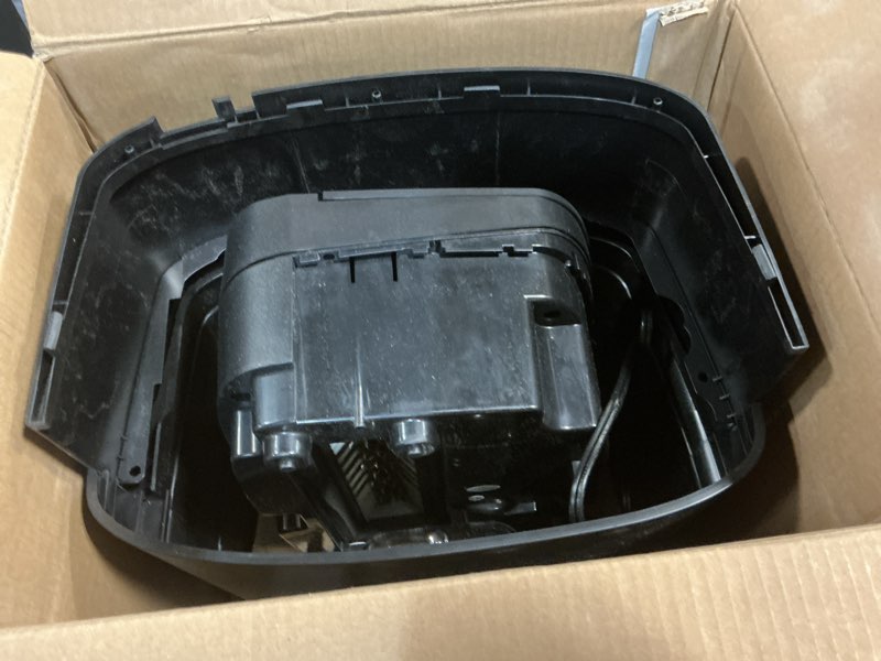 Condition photo showing As Is for staples paper shredder, 15-sheet cross-cut, anti-jam, for office & home use with 5 gallon pull-out bin, black 15 sheet