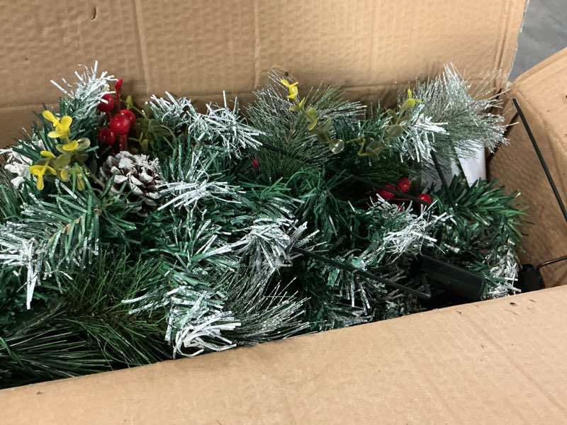 Condition photo showing Good Condition for homcom 2.5 ft/30" 2 pack outdoor entryway pre-lit artificial christmas tree cordless with 70 branches, warm white led lights, red berries, pine cones, balls, green