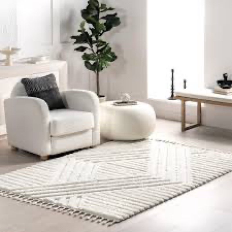nuloom risette geometric shag tassel area rug - 4x6 shag area rug casual ivory rugs for living room bedroom dining room nursery kitchen