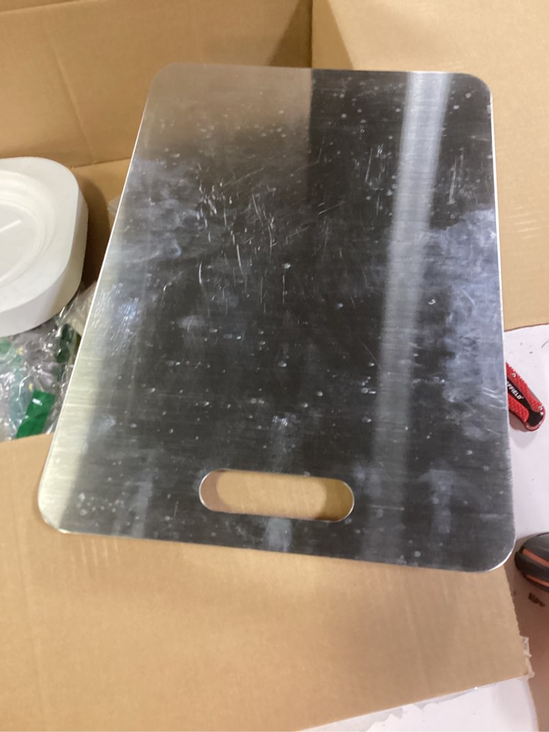 Condition photo showing As Is for ((Incomplete))Titanium Cutting Board - 2025 New Upgrade 100% Pure Titanium Cutting Boards for Kitchen Double Sided Non Toxic Titanware Cutting Board,Hygiene Durable Dishwasher Safe Chopping Board (14\"L x 10\"W)