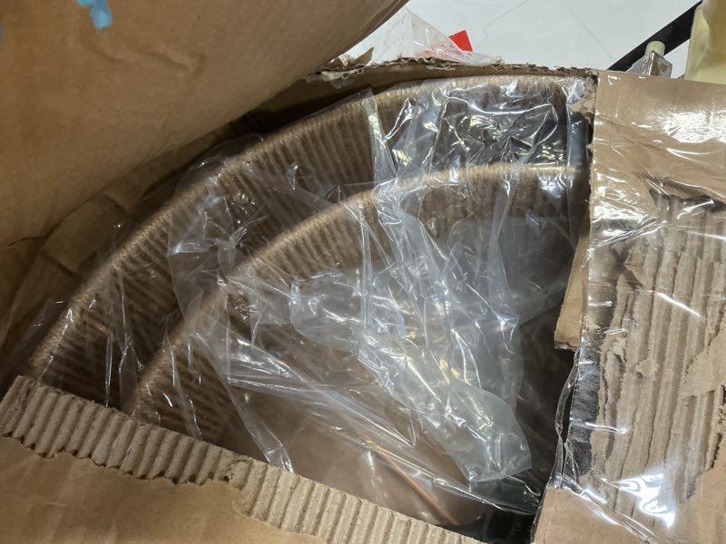 Condition photo showing Good Condition for Boho Semi Flush Mount Ceiling Light Rattan Ceiling Light 18" Farmhouse Ceiling Lamp with Natural Hemp Rope Lampshade for Dining Room Living Room Bedroom Kitchen Hemp Rope-Black 18 Inch