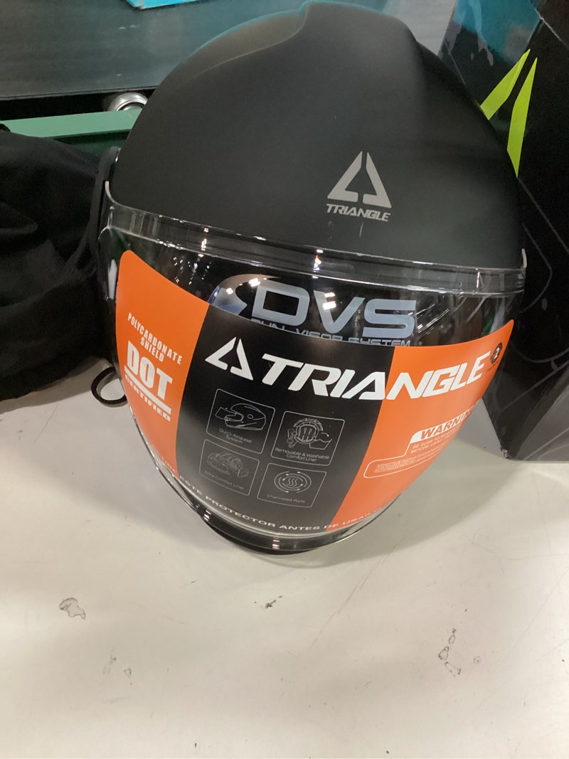 Condition photo showing Good Condition for triangle full face motorcycle helmets,off-road motocross helmet for men & women,dual visor with internal tinted sunshield,open face 3/4 adult racing helmet dot approved(black,xl) x-large black
