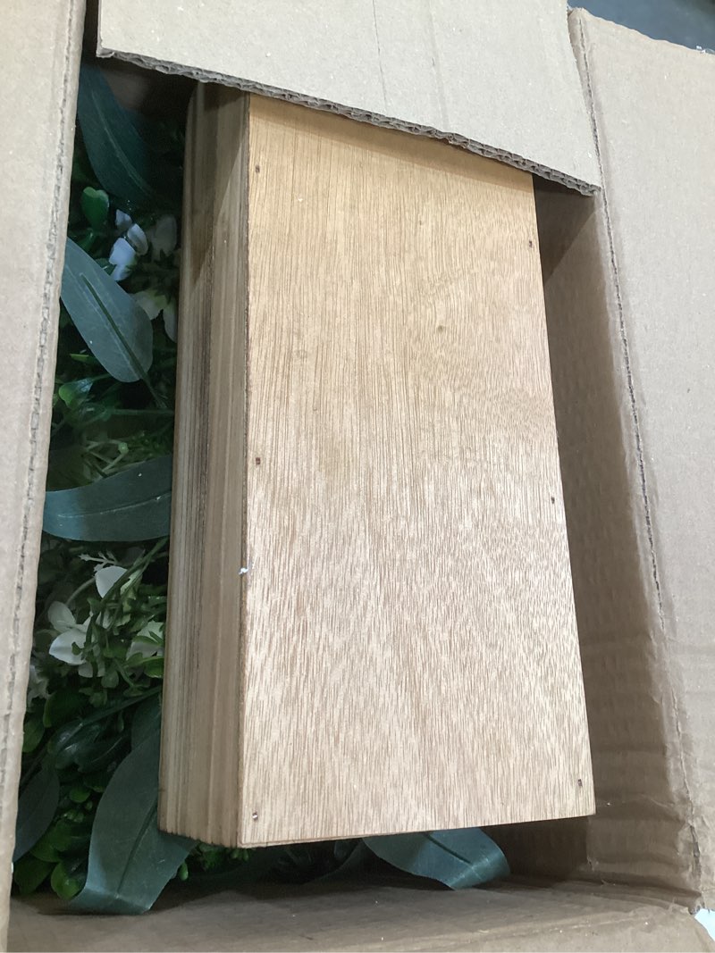 Condition photo showing As Is for spring easter centerpiece for table, 18" l lifelike artificial flowers in rustic whitewashed rectangular wood box, lush spring faux floral arrangement farmhouse mantel shelf kitchen island decor