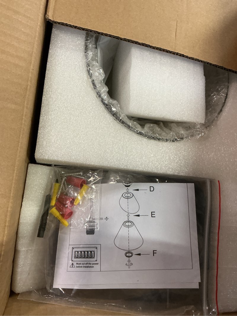 Condition photo showing Good Condition for URSOLA Modern Gold Clear Glass Pendant Light Fixture,Small Single Industrial Island Lights,Adjustable Hanging Light for Kitchen Island Dining Room,7 Inch Shade,2-59 Inch Cord,E26 Bulb(2-Light) 2 Lights Gold