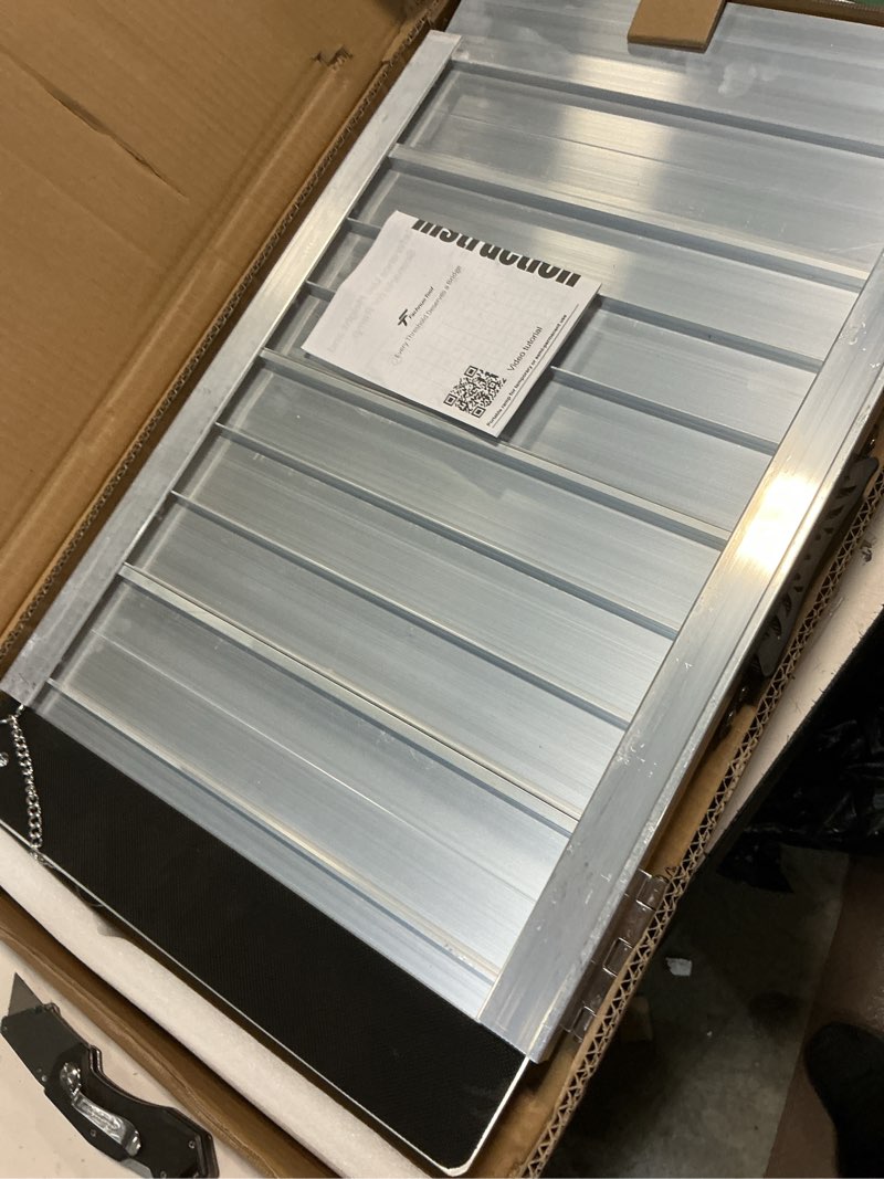 Condition photo showing Good Condition for fachnuo 2 feet portable wheelchair ramp, non-skid aluminum handicap ramps with handle, folding threshold wheel chair ramp for home steps, stairs, entry, doorways, applicable height 2-6 inches aluminum 2ft(using height 2-6'')