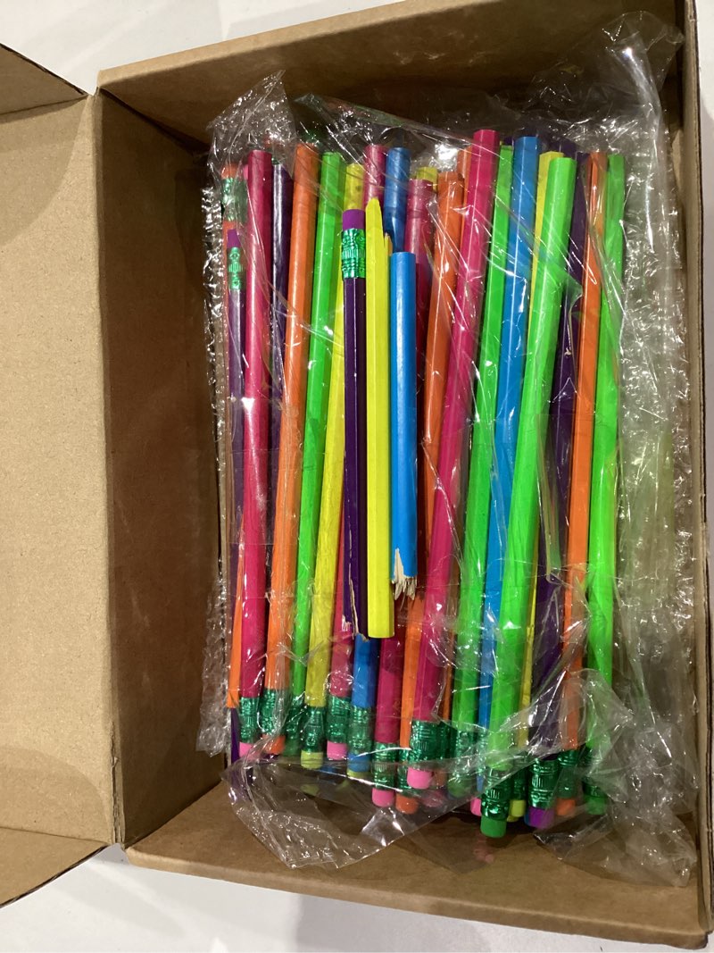Condition photo showing As Is for TecUnite 120 Pcs #2 HB Pencils with Eraser No 2 Unsharpened Wooden Hexagonal Pencils for Adults Gifts for School Exam art Learning Office Sketching(Rainbow Colors)