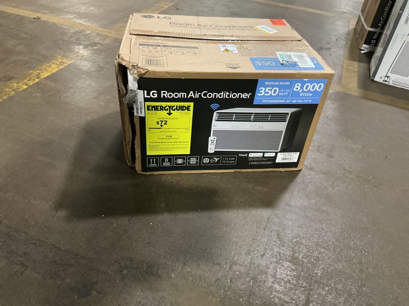 Condition photo showing Good Condition for 8,000 btu, 115 volts, window smart air conditioner cools 350 sq. ft. with remote, wifi enabled in white