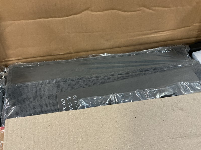 Condition photo showing As Is for nightstand, small 2 drawer dresser end table bedside furniture, wooden top fabric bins for bedroom, closet, entryway, dorm, 11.8" d x 18" w x 20", gray grey 1