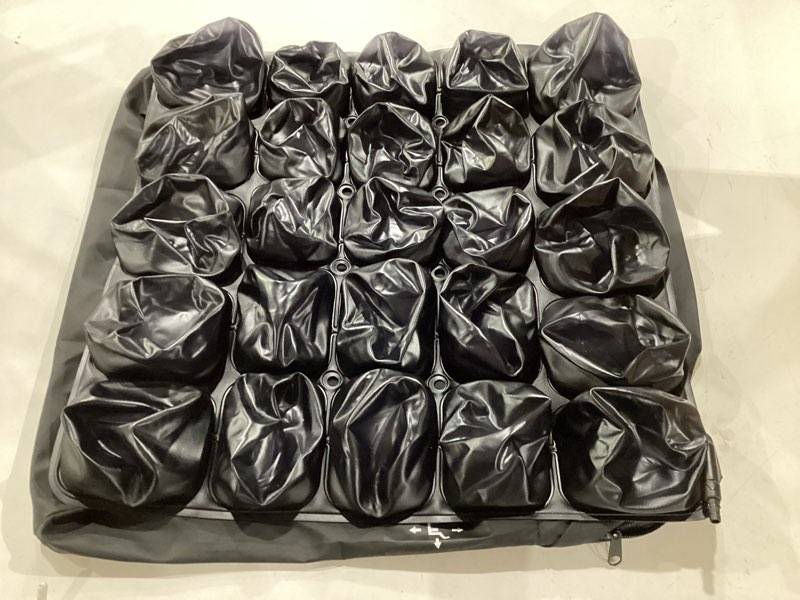 Condition photo showing Good Condition for roho mosaic cushion, heavy duty, inflatable seat cushion for office chair, wheelchair, cars, home living, & back aches support, adjustable cushion with stretchable cover & non-skid bottom, 18" x 18" 18 x 18-inch