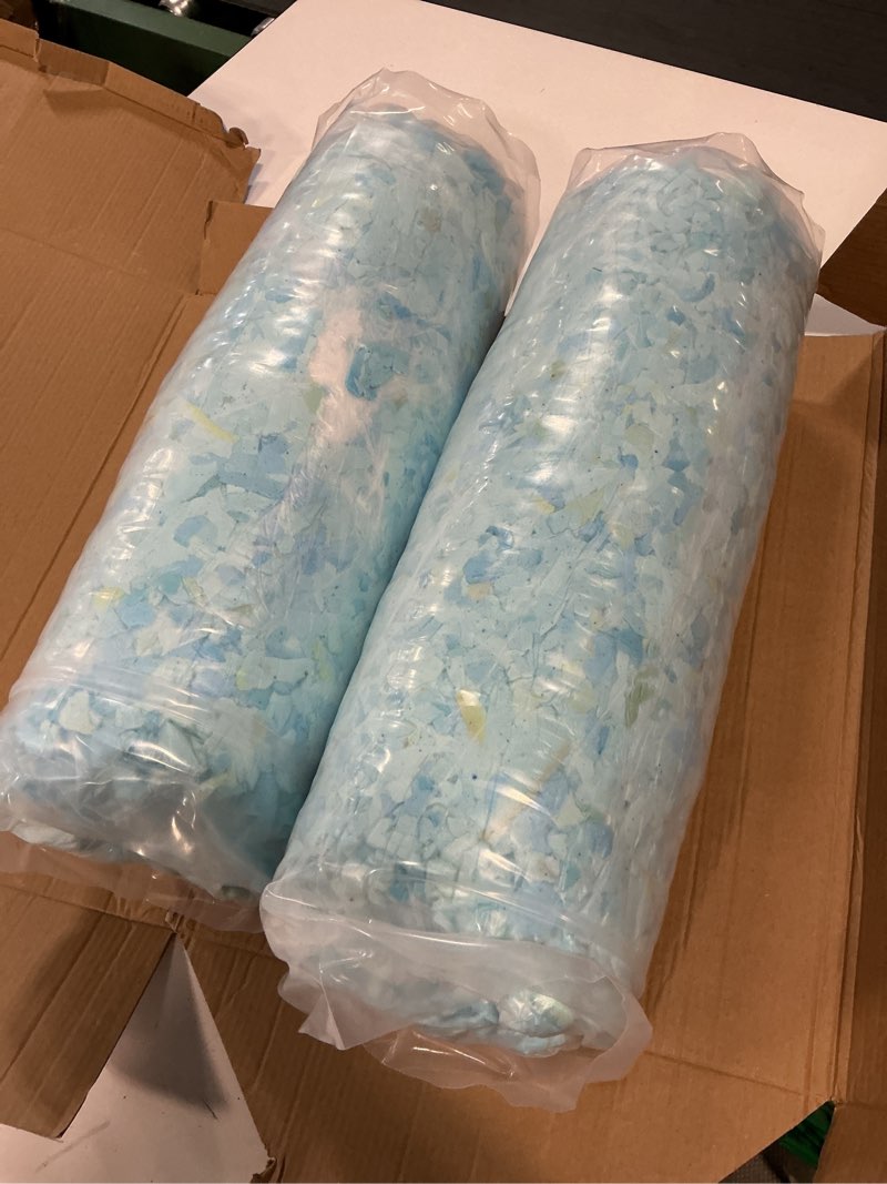 Condition photo showing New/Like New for DR.DUDU 10lbs Shredded Memory Foam Filling for Bean Bag Filler, Soft and Convenient Pillow Stuffing Foam for Couch Cushion Dog Bed Chair Arts Crafts, Added Gel Particles Blue 10lb