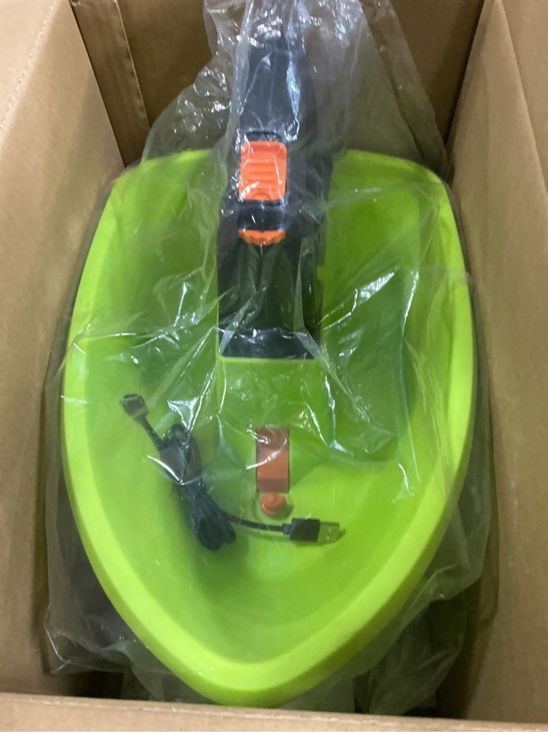 Condition photo showing New/Like New for SAKERNEO Handheld Lawn Spreader - 7.2V Battery Powered Seed & 135° Fertilizer Spreader, 3L Large Capacity for 6400 Sq.Ft, 7 Settings & 5 Angles, Rechargeable Grass Seeder for Even Lawn Care