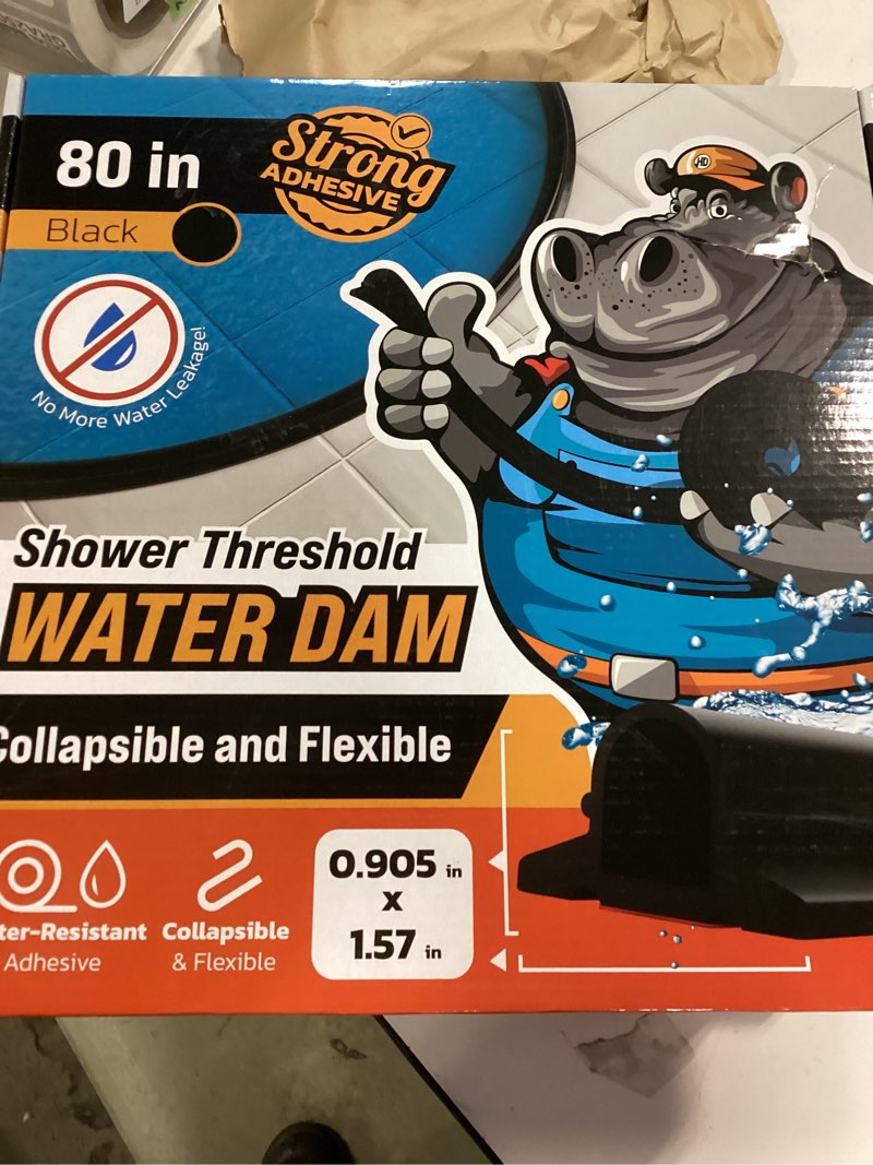 Condition photo showing item condition for Shower Threshold Water Dam Barrier 80" Rounded - Black Collapsible Shower Water Blocker - Guard for 