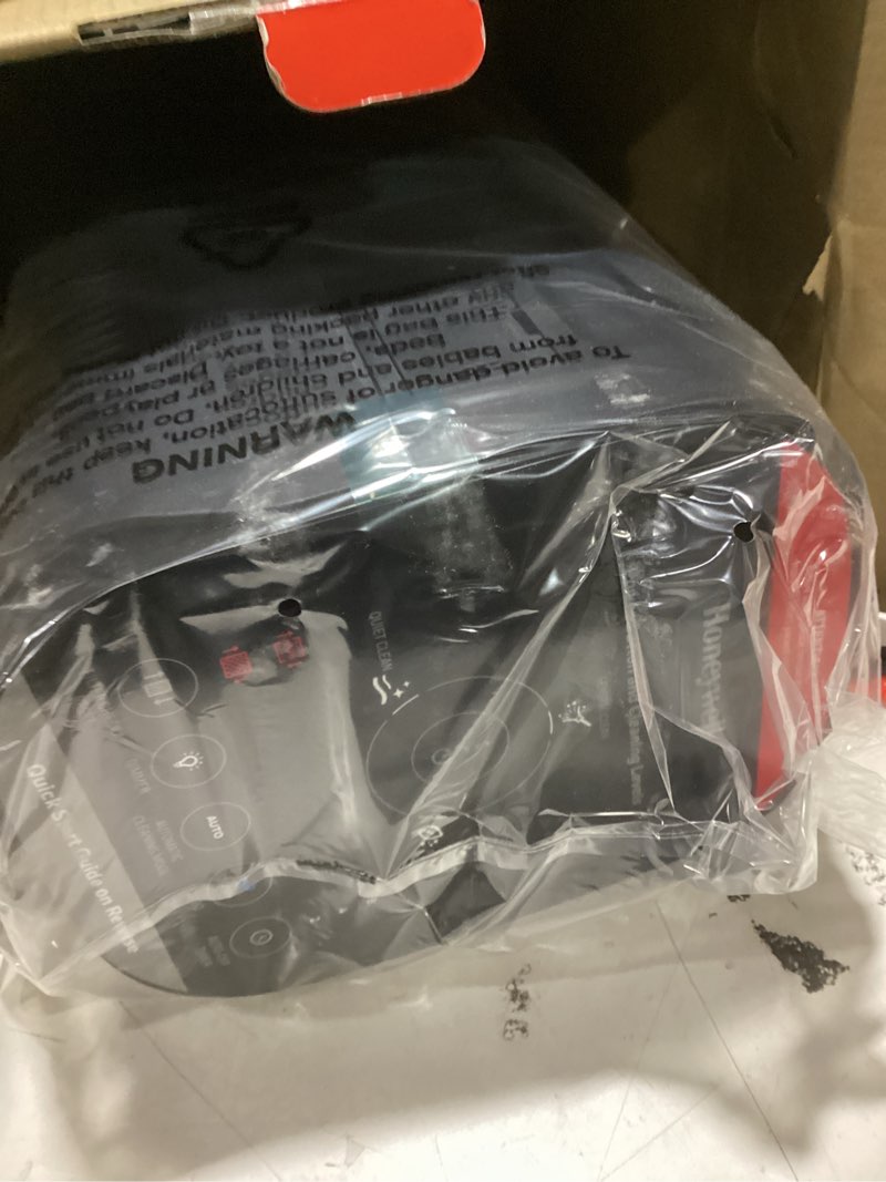 Condition photo showing As Is for honeywell insight hepa air purifier for medium rooms (100 sq ft). allergen reducer for wildfire/smoke, pollen, pet dander & dust. air quality indicator and auto mode - black, hpa080
