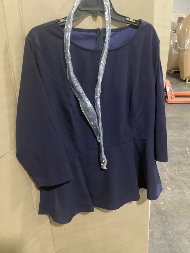 Condition photo showing Good Condition for allegra k peplum tops for women's 3/4 sleeve belted business work dressy casual blouses x-large dark blue