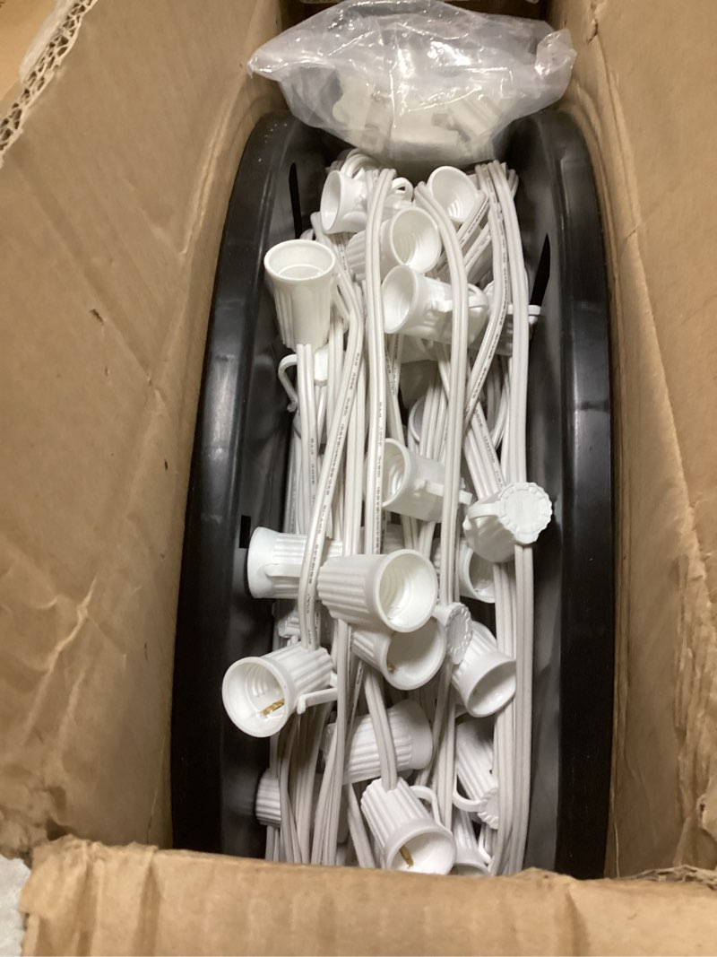 Condition photo showing Good Condition for Brightown Commercial 250FT C9 Christmas Stringer Bulk Reel, C9 Light Sockets Set Spool with 12" Spacing, UL Listed Christmas Roof Lights Cord, SPT-1 18AWG, White C9-White Wire 250FT