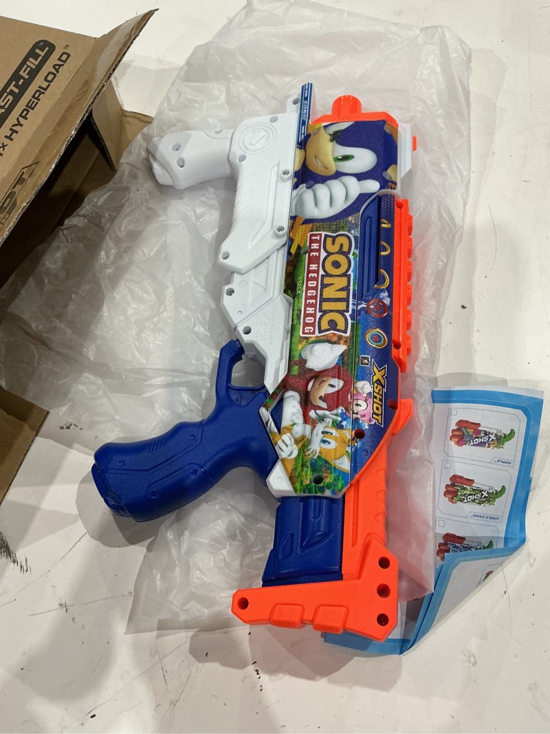 Condition photo showing As Is for xshot sonic fast-fill hyperload watergun, water blaster, water toys, fills with water in just 1 second!