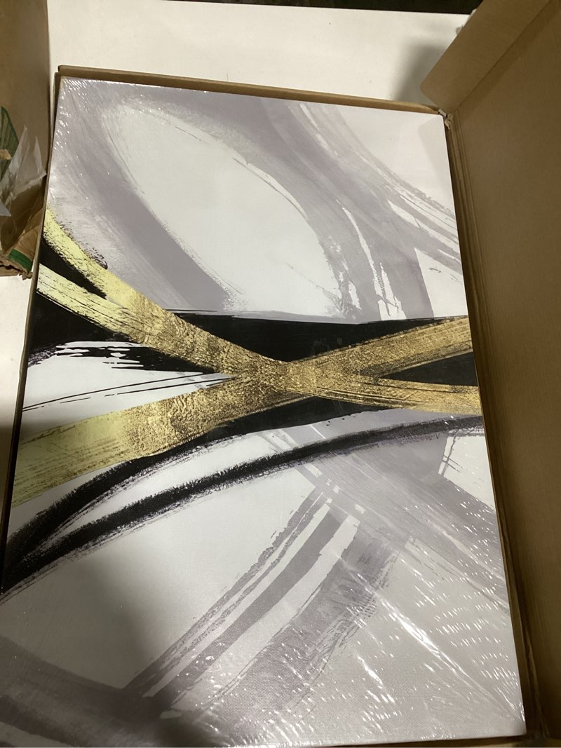 Condition photo showing New/Like New for similar too bearcake abstract modern black and gold wall art office decor set of 2,black gold and white wall decor poster for bedroom living room, abstract pictures for home decor,12x16 inch gua hua-black and gold