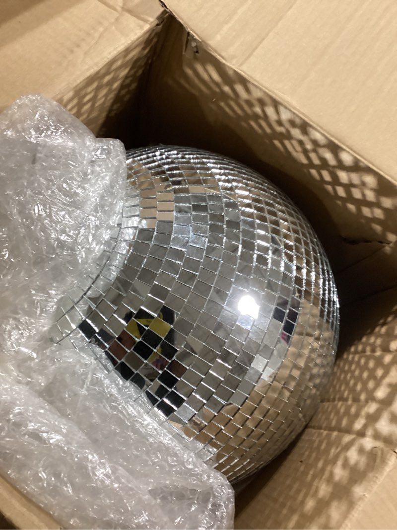 Condition photo showing Good Condition for youdepot disco ball 12-inch – large hanging mirror ball disco ball decor for disco party decorations, weddings, events, disco christmas decor, and home celebrations 12 in