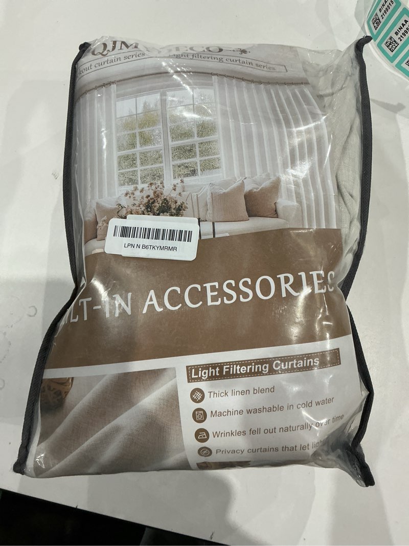 Condition photo showing Good Condition for 102 inch long curtains blackout for bedroom 80 inches wide total each 40 2 panels pinch pleated linen neutral modern farmhouse style window drapes for living room back tab (beige ivory) birch 40"w x 102"l (pack of 2)