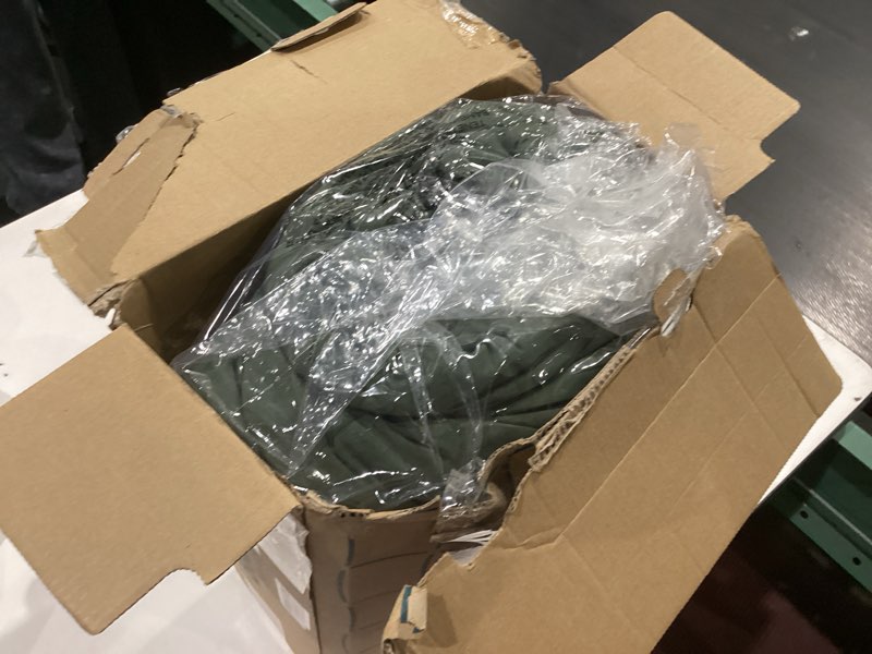 Condition photo showing As Is for bedsure queen comforter set olive green, soft prewashed queen size bedding, quilted comforter with clover design, down alternative comforter for all seasons, 3 pieces bed set with 2 pillow shams queen 03-olive green-clover