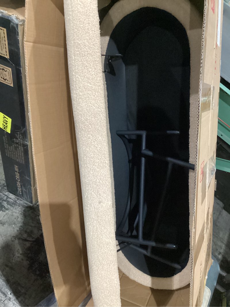 Condition photo showing Good Condition for similar ))))43.5\" ottoman with storage, storage ottoman bench with safety hinge, linen end of bed bench, upholstered entryway bench for bedroom, living room & window, holds up to 330 lb, beige beige+linen