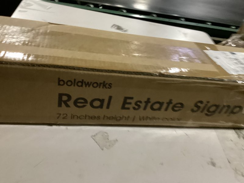 Condition photo showing As Is for real estate sign posts real estate signs holder realtor sign colonial post 6ft tall made of vinyl pvc holds for sale yard signs up to 24 inch white - 24 inch