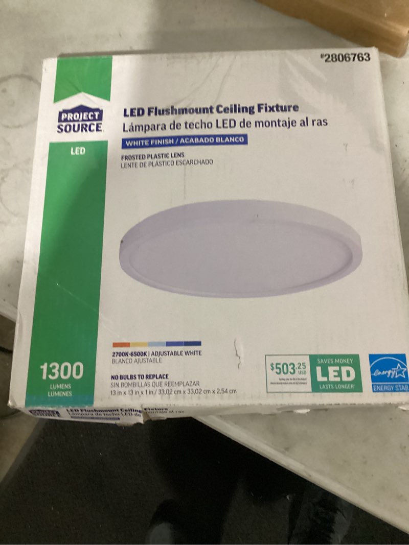 Condition photo showing Good Condition for project source round flush mount 13-in white flush mount light energy star