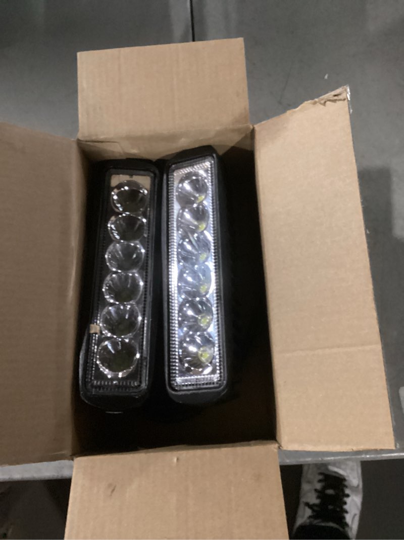 Condition photo showing As Is for AUXTINGS 6 inch 18W Spot LED Work Light Bar Driving Lamp for Jeep Off Road 4WD 4x4 Cabin UTE SUV ATV Truck Car Boat,2 Piece 6 Inch 2x18W Spot