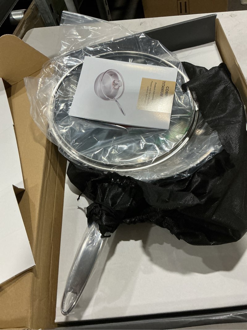 Condition photo showing Good Condition for 10.23 inch titanium pans for cooking, large family size titanium frying pan with lid, 99.6% titanium non-toxic healthy cookware, induction compatible & oven safe for even heating