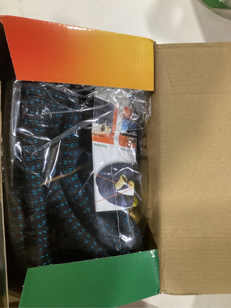 Condition photo showing Good Condition for flexi hose expandable garden hose with 8 function nozzle, 50ft - lightweight retractable garden hose, water hose - no-kink flexibility, 3/4 inch solid brass fittings and double latex core